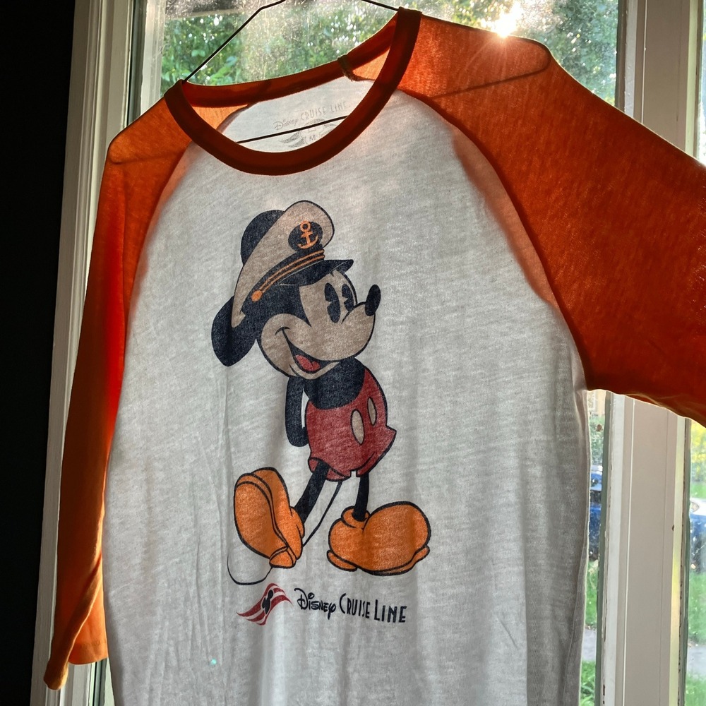 Disney Cruise Line Captain Mickey Raglan Baseball Paper Thin T-Shirt Mens M